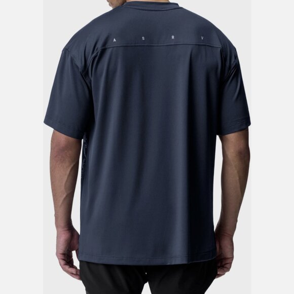 ASRV Navy Blue Short Sleeve Aerosilver "OTWR" Oversized Tee - Picture 2 of 4